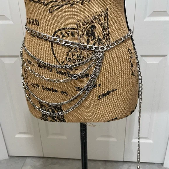 Multi-Layer Silver Chain Body Belt - Picture 3 of 10